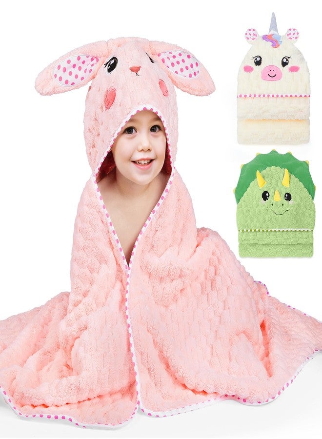 فيوبي منشفة استحمام للأطفال الصغار من فيوبي مع غطاء رأس، مقاس 55 × 28 بوصة، مناشف كبيرة ناعمة ماصة للأطفال بغطاء رأس للأطفال من عمر سنة إلى 5 سنوات، بطانية أساسية للاستحمام والشاطئ، أرنب وردي - Image 1